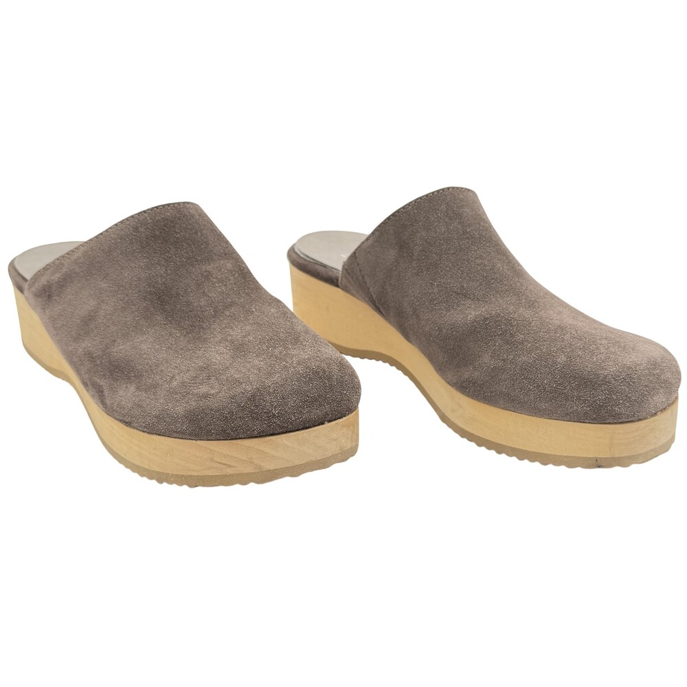 Eileen Fisher Clog Shoes Womens Size 6 Light Brown Suede Platform Slip On